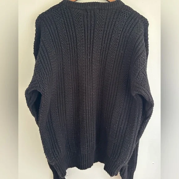 Vintage Chartwell Black Cable Knit Sweater Men’s or Women’s Large - Picture 5 of 5